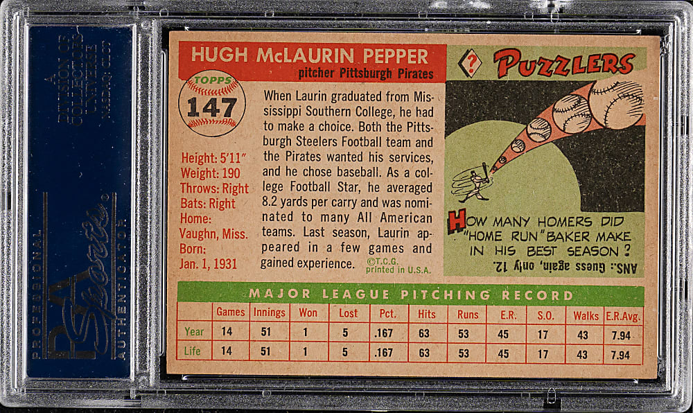 1955 Topps #147 Laurin Pepper PSA NM-MT 8