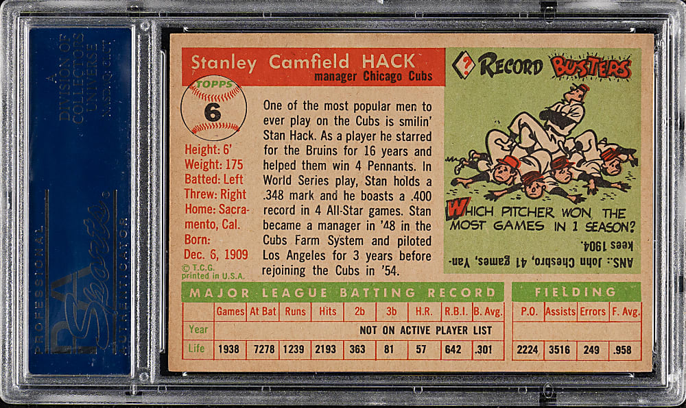 1955 Topps #6 Stan Hack PSA NM-MT 8