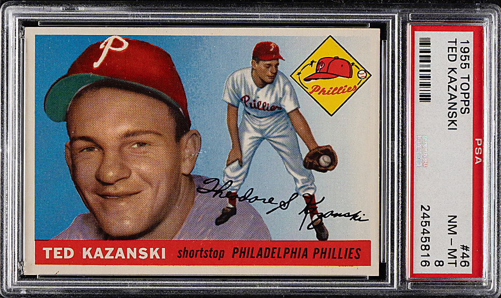 1955 Topps #46 Ted Kazanski PSA NM-MT 8