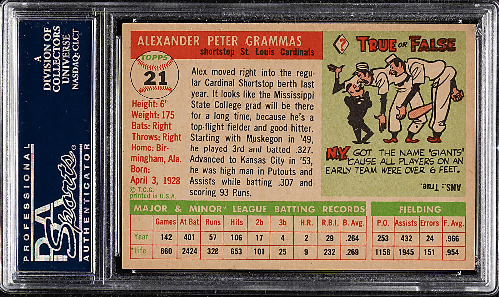 1955 Topps #21 Alex Grammas PSA NM-MT 8
