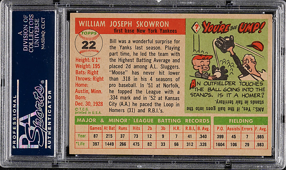 1955 Topps #22 Bill Skowron PSA NM-MT 8