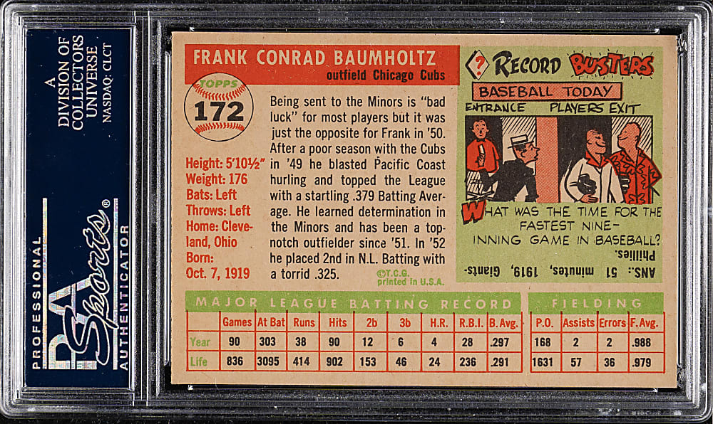 1955 Topps #172 Frank Baumholtz PSA NM-MT 8