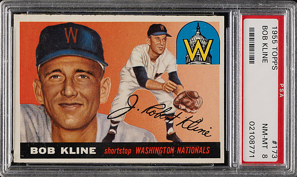 1955 Topps #173 Bob Kline PSA NM-MT 8