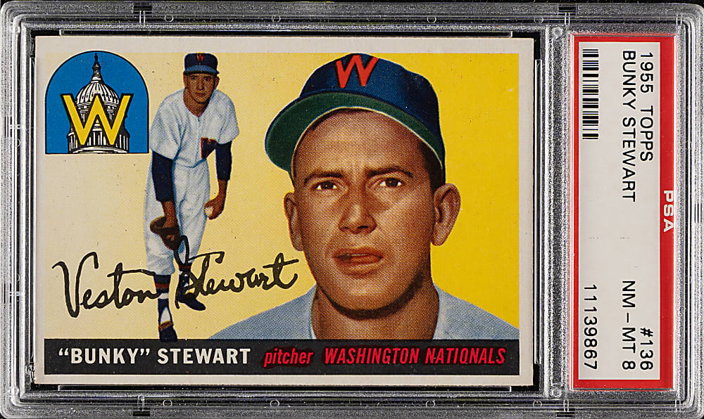 1955 Topps #136 Bunky Stewart PSA NM-MT 8