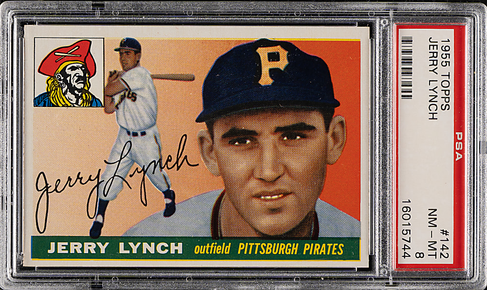 1955 Topps #142 Jerry Lynch PSA NM-MT 8