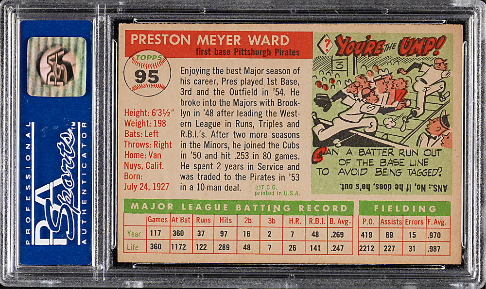 1955 Topps #95 Preston Ward PSA NM-MT 8