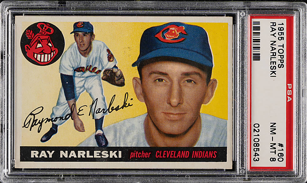 1955 Topps #160 Ray Narleski PSA NM-MT 8