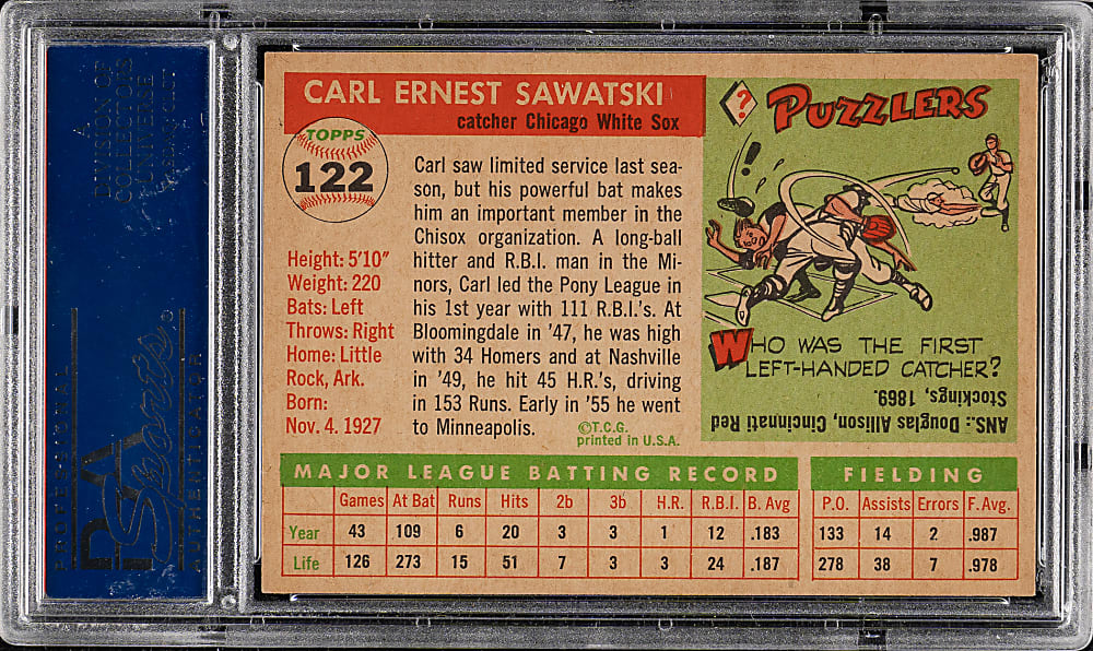 1955 Topps #122 Carl Sawatski PSA NM-MT 8