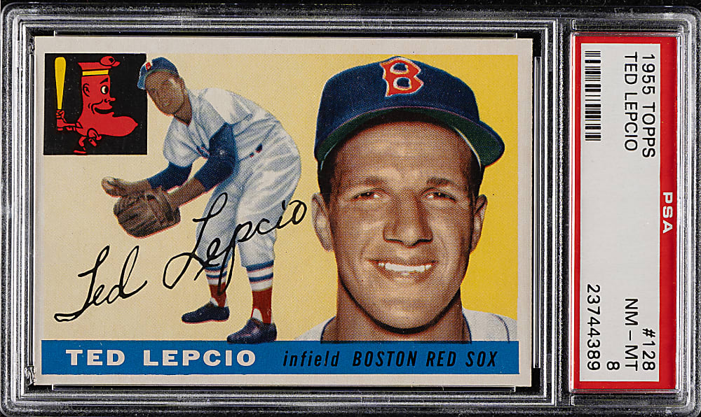 1955 Topps #128 Ted Lepcio PSA NM-MT 8