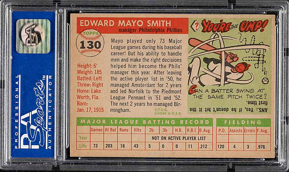 1955 Topps #130 Mayo Smith PSA NM-MT 8