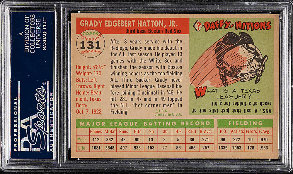 1955 Topps #131 Grady Hatton PSA NM-MT 8