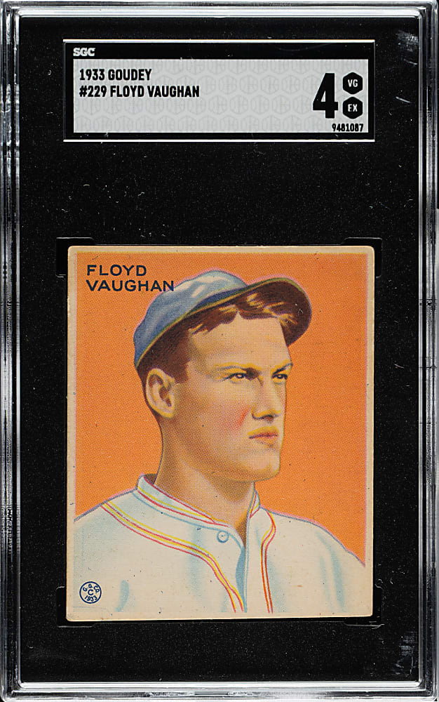 1933 R319 Goudey #229 Floyd "Arky" Vaughan SGC VG/EX 4