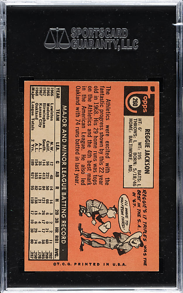 1969 Topps #260 Reggie Jackson Rookie SGC EX/NM+ 6.5