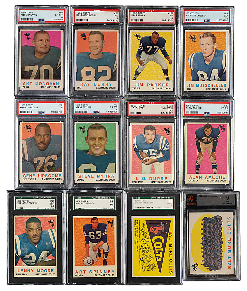 1959 Topps Football Baltimore Colts PSA- and SGC-Graded Collection (12)