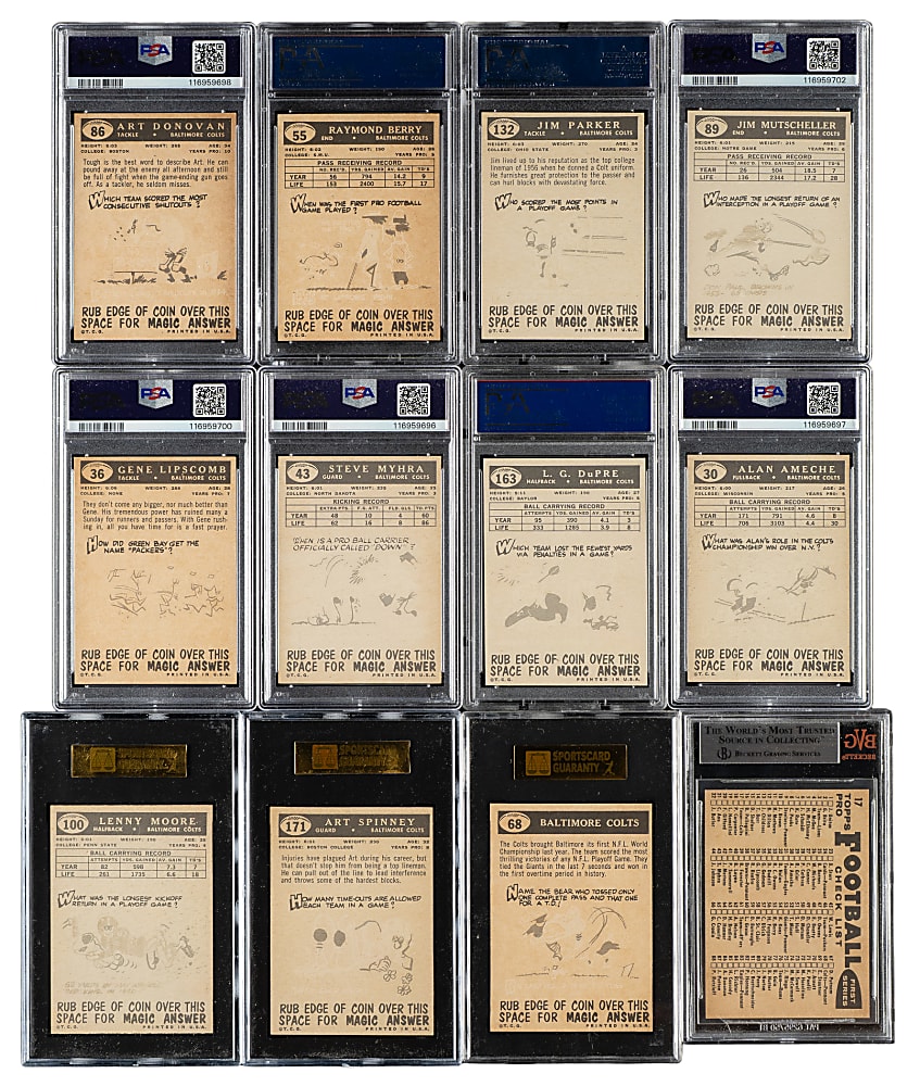 1959 Topps Football Baltimore Colts PSA- and SGC-Graded Collection (12)