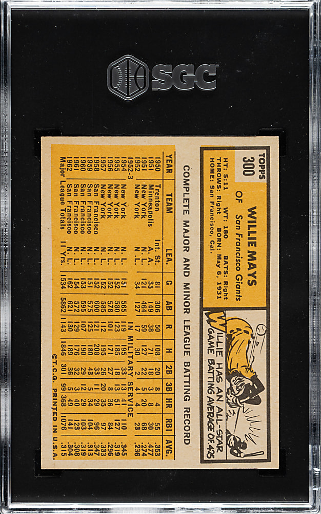 1963 Topps #300 Willie Mays SGC EX/MT+ 6.5