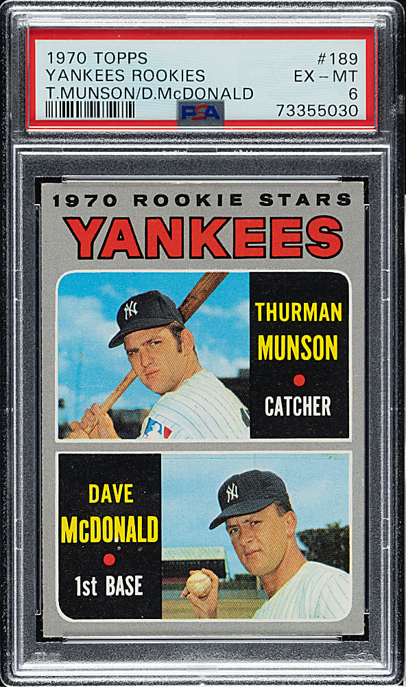 1970 Topps #189 Thurman Munson Rookie PSA EX-MT 6