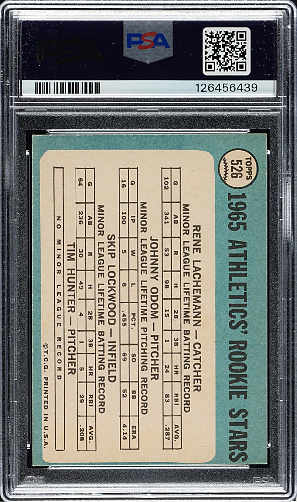 1965 Topps #526 Jim "Catfish" Hunter Rookie PSA EX-MT 6