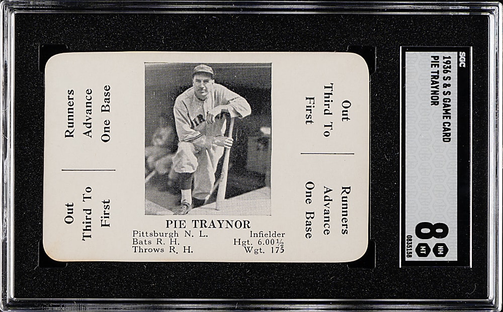 1936 S & S Game Card Pie Traynor SGC NM/MT 8