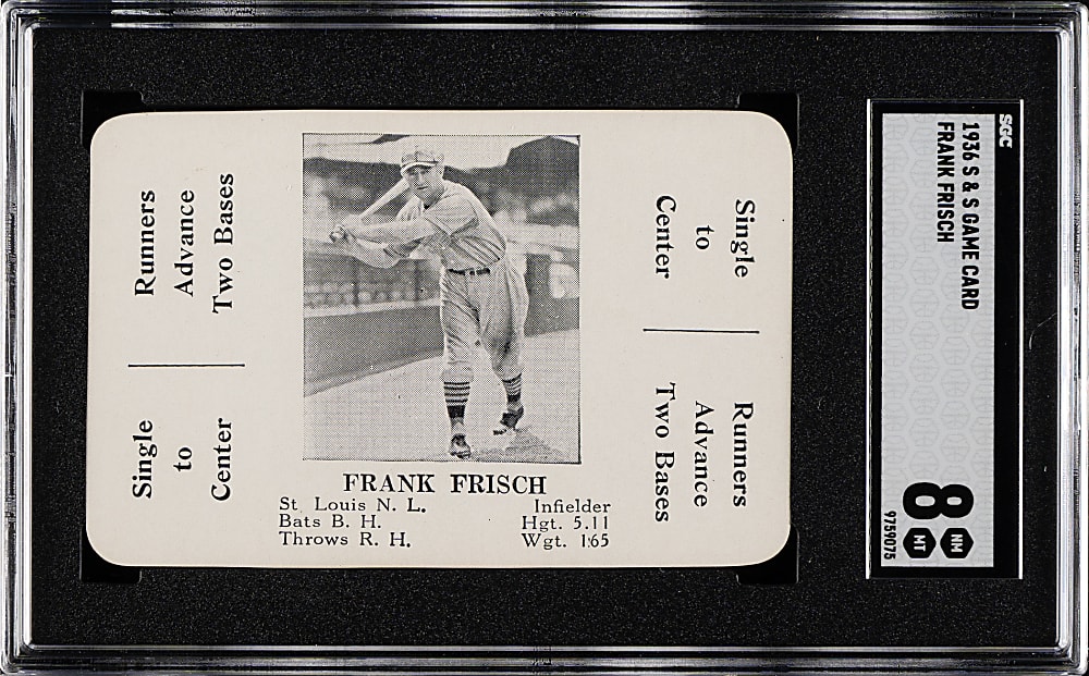 1936 S & S Game Card Frank Frisch SGC NM/MT 8