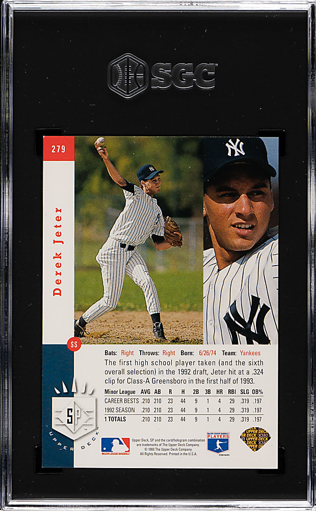 1993 Upper Deck SP Foil #279 Derek Jeter Rookie SGC EX/NM 6