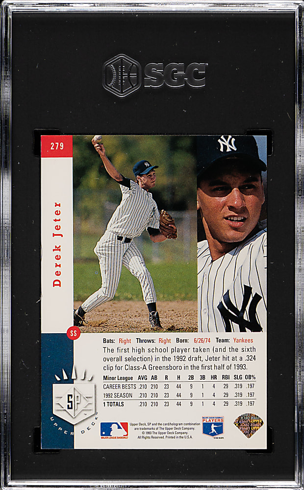 1993 Upper Deck SP Foil #279 Derek Jeter Rookie SGC Authentic
