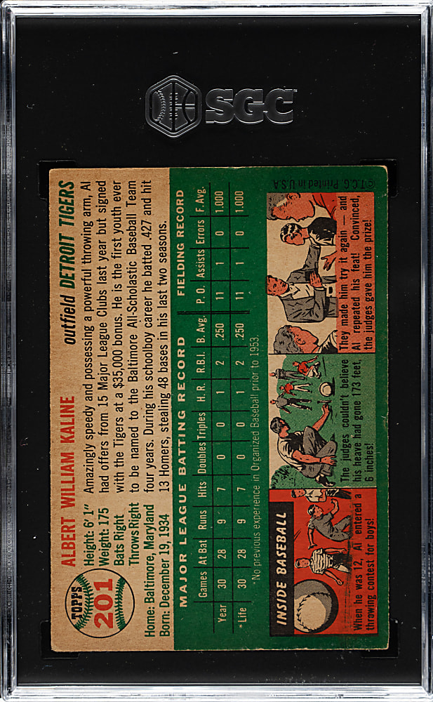 1954 Topps #201 Al Kaline Rookie SGC VG/EX 4