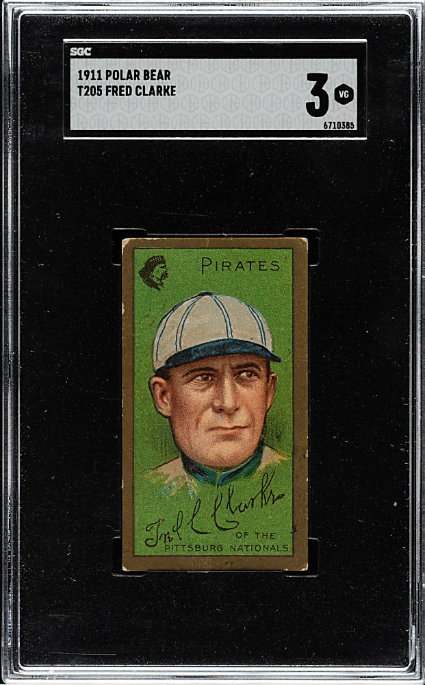 1911 T205 Gold Border Fred Clarke SGC VG 3 - Polar Bear Back