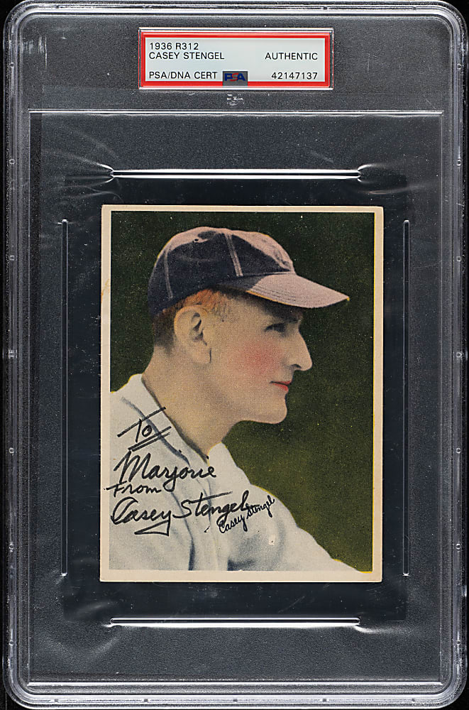 Signed 1936 R312 National Chicle Premiums Casey Stengel - PSA/DNA