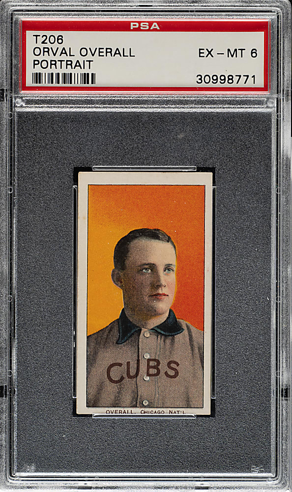 1909-1911 T206 White Border Orval Overall Portrait PSA EX-MT 6