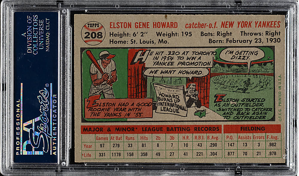 1956 Topps #208 Elston Howard PSA NM-MT 8