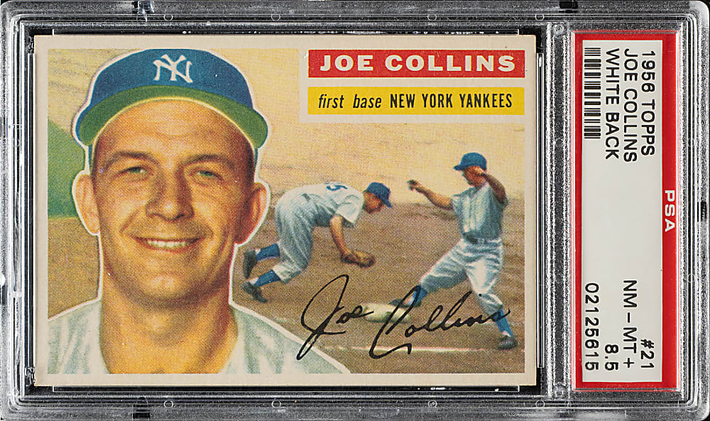 1956 Topps #21 Joe Collins White Back PSA NM-MT+ 8.5