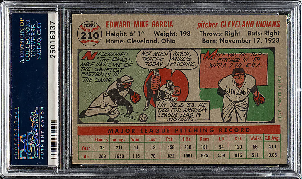 1956 Topps #210 Mike Garcia PSA NM-MT+ 8.5
