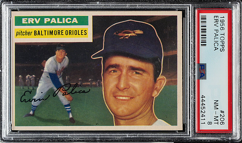1956 Topps #206 Erv Palica PSA NM-MT 8