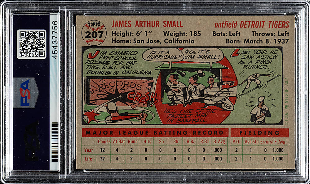 1956 Topps #207 Jim Small PSA NM-MT 8
