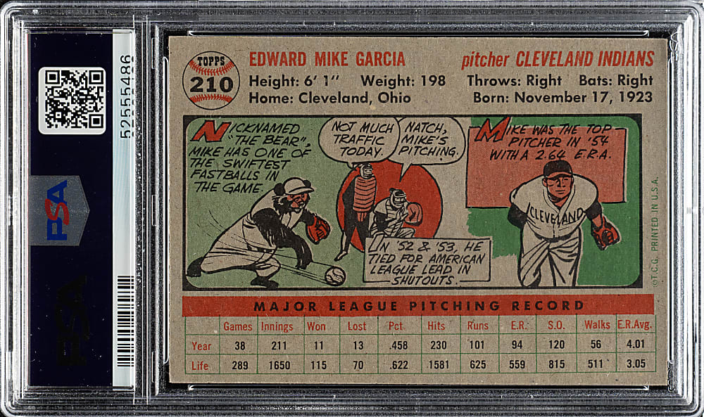 1956 Topps #210 Mike Garcia PSA NM-MT 8