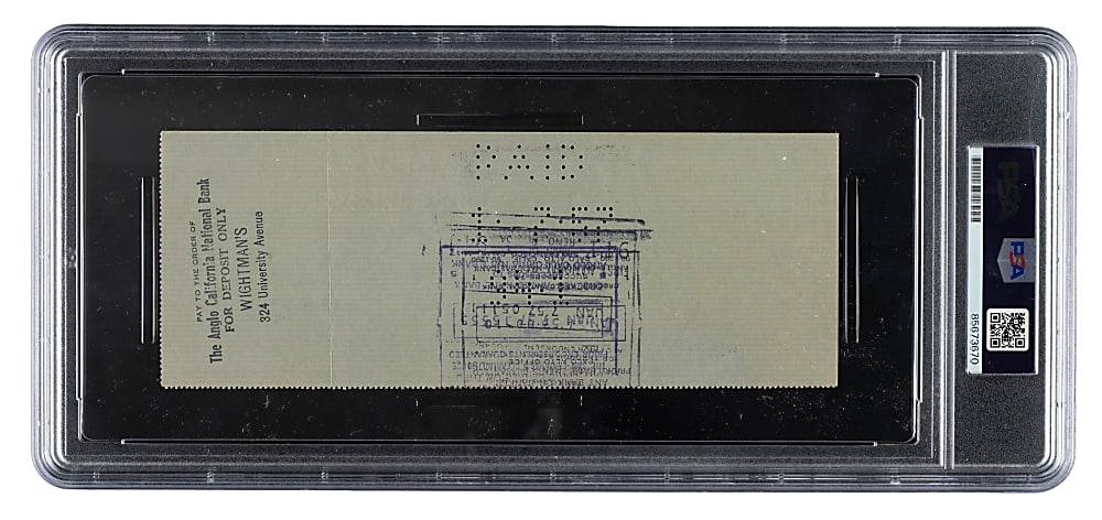 1957 Ty Cobb Signed Check PSA/DNA NM-MT 8