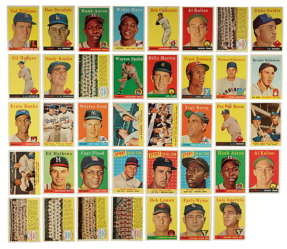 1958 Topps Complete Set (494) Plus 32 Yellow-Letter and Four Team Card Variations