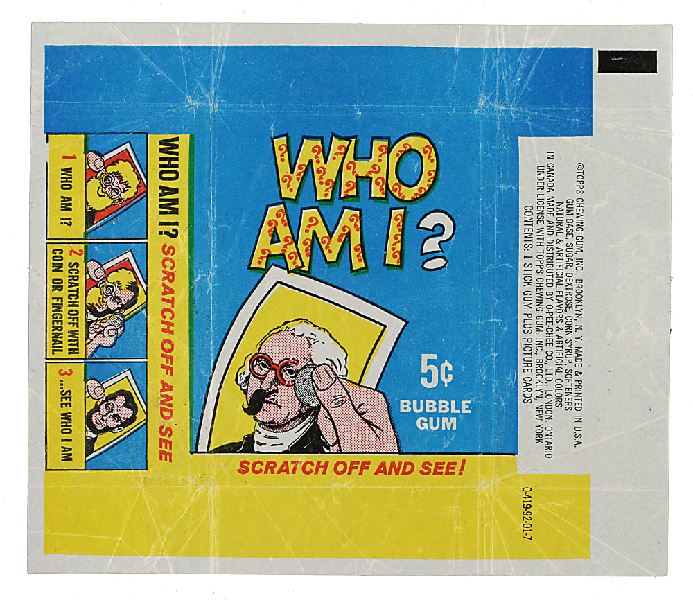 1967 Topps "Who Am I?" Complete Set (44) Plus Wrapper