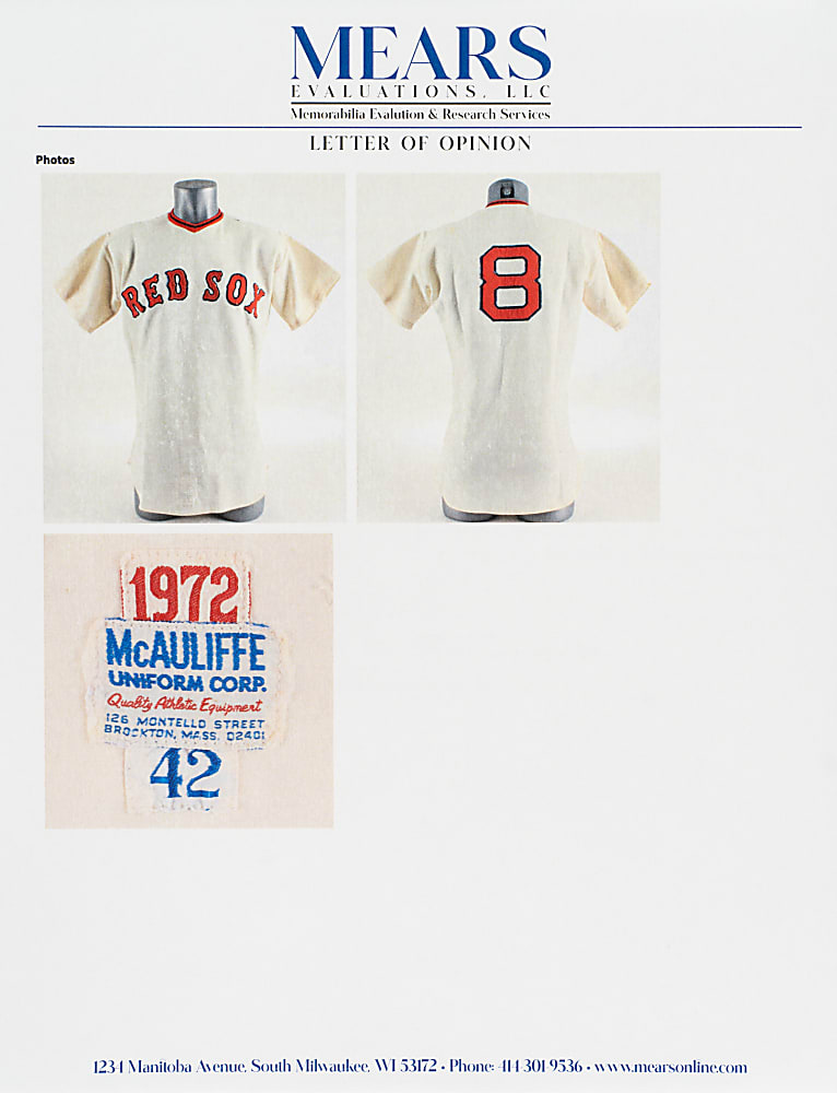 1972 Carl Yastrzemski Boston Red Sox Game-Used Home Jersey MEARS A9