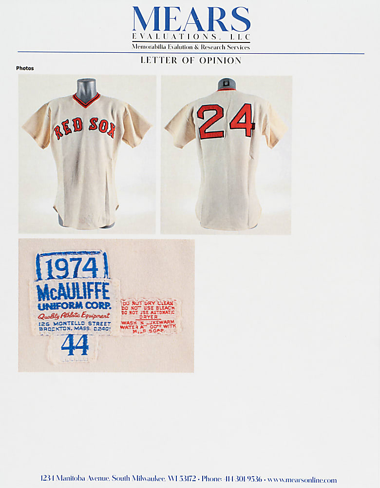 1974 Dwight Evans Boston Red Sox Game-Used Home Jersey MEARS A9