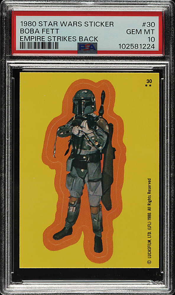 1980 Topps "Star Wars: The Empire Strikes Back" Sticker #30 Boba Fett PSA GEM MINT 10