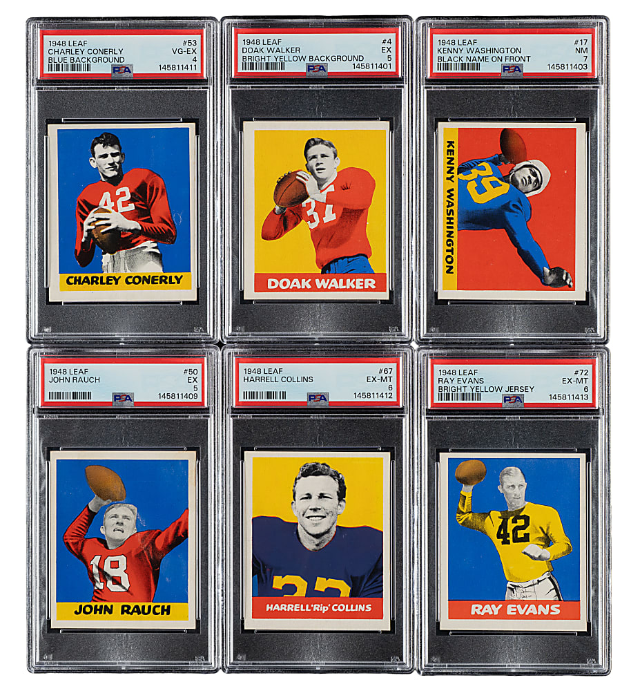 1948 Leaf Football Near-Complete Set (92/98) Including 11 PSA- and SGC-Graded Cards