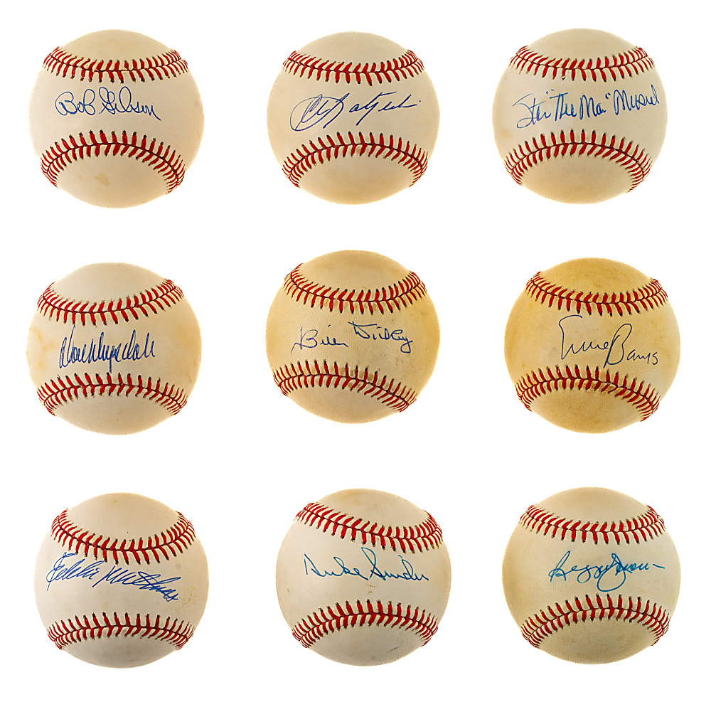 Hall of Fame Single-Signed Baseball Collection (77) Including Aaron, Koufax, Mantle, Mays, and Williams