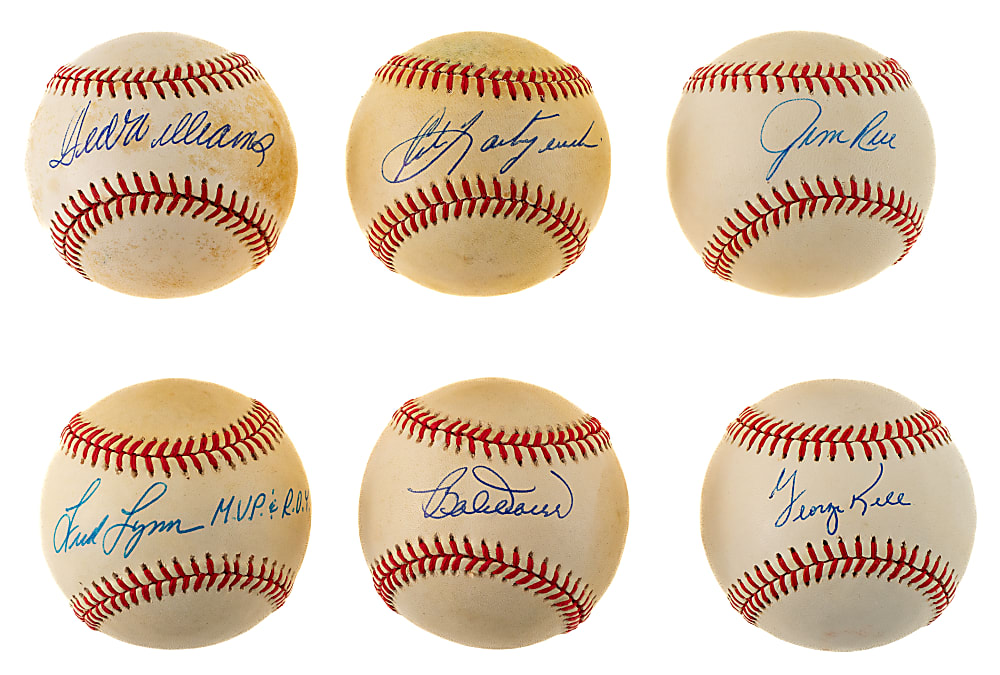Boston Red Sox Hall of Famers and Stars Single-Signed Baseball Collection (39) Including Ted Williams and Carl Yastrzemski