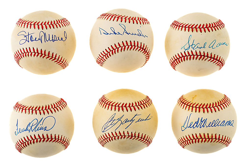 Hall of Fame Single-Signed Baseball Collection (39) Including Hank Aaron and Ted Williams