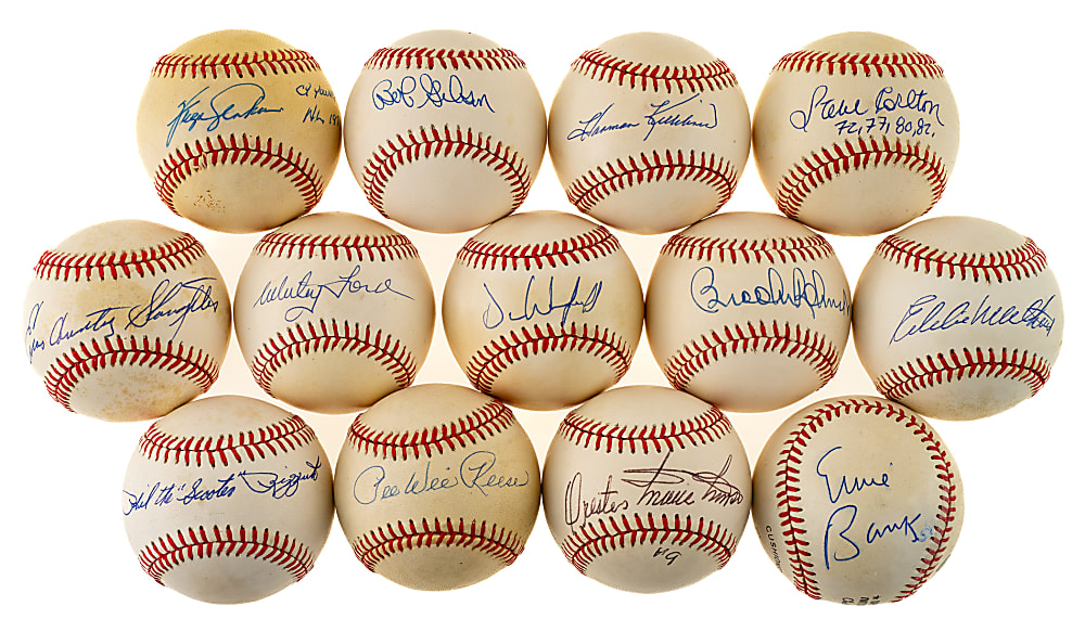 Hall of Fame Single-Signed Baseball Collection (39) Including Hank Aaron and Ted Williams