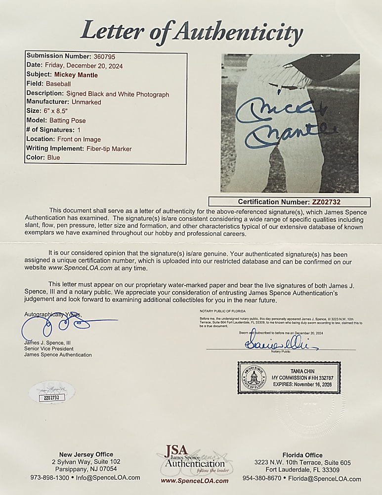 Signed 1960 Mickey Mantle New York Yankees Team-Issued Photograph PSA POOR 1 with GEM MINT 10 Signature - The ONLY PSA-Graded Example!