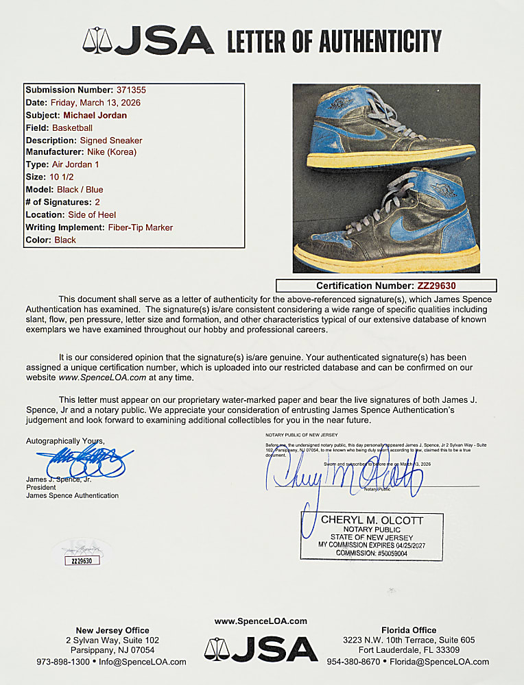 Michael Jordan Signed Nike Air Jordan 1 Sneakers - JSA