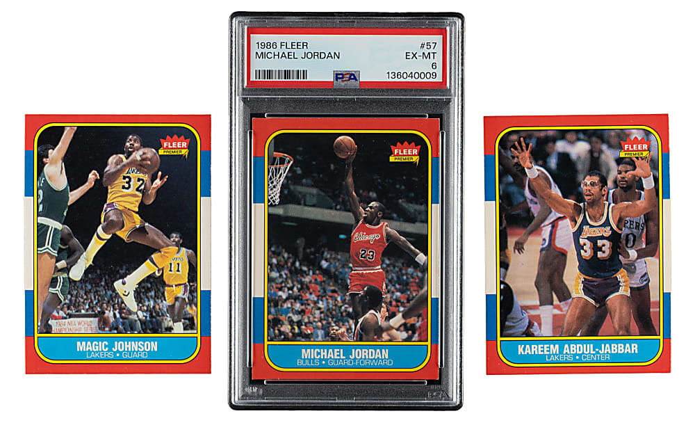 1986-1987 Fleer Basketball Near-Complete Set (131/132) Including #57 Michael Jordan Rookie PSA EX-MT 6